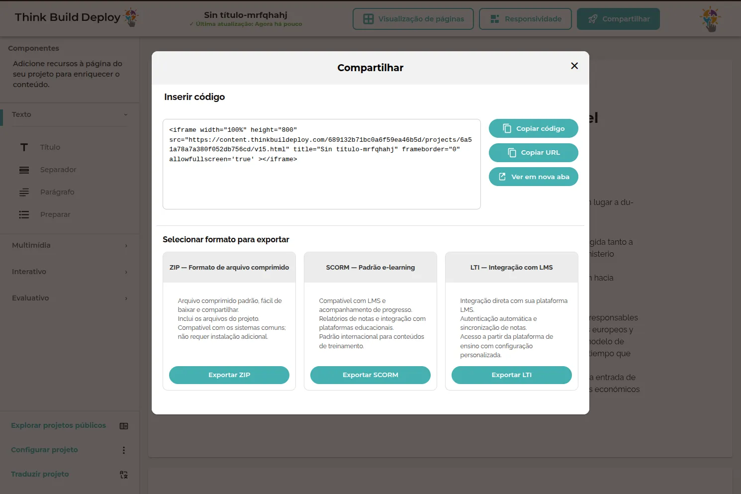 Incorpore em qualquer site